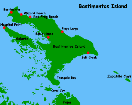 Map Bastimentos Town, Bocas del Toro
