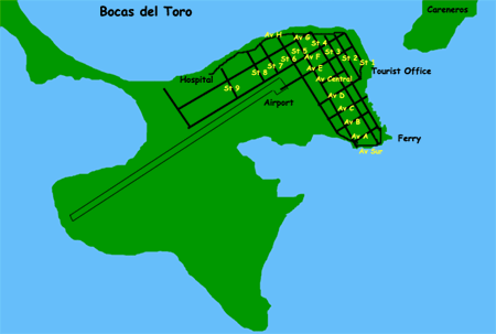 Map Bocas del Toro town